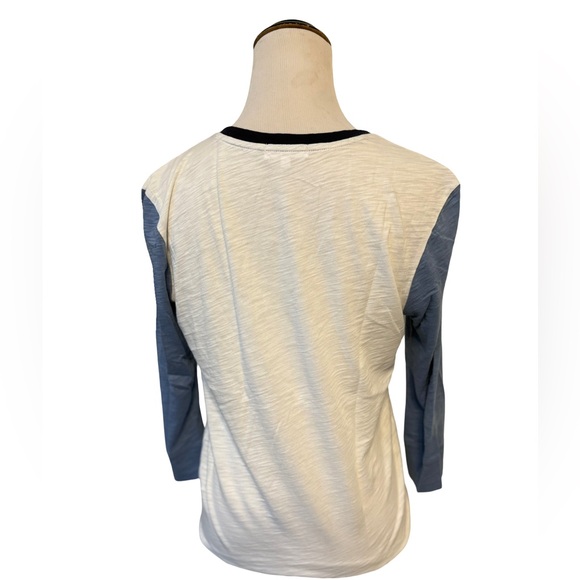 Goldie White and Blue Henley Shirt — Size S - Picture 5 of 6